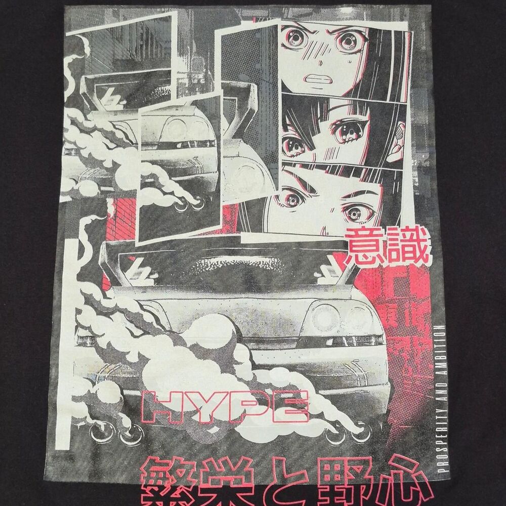 Vibes Women's Anime Manga Car Graphic T-shirt Size L